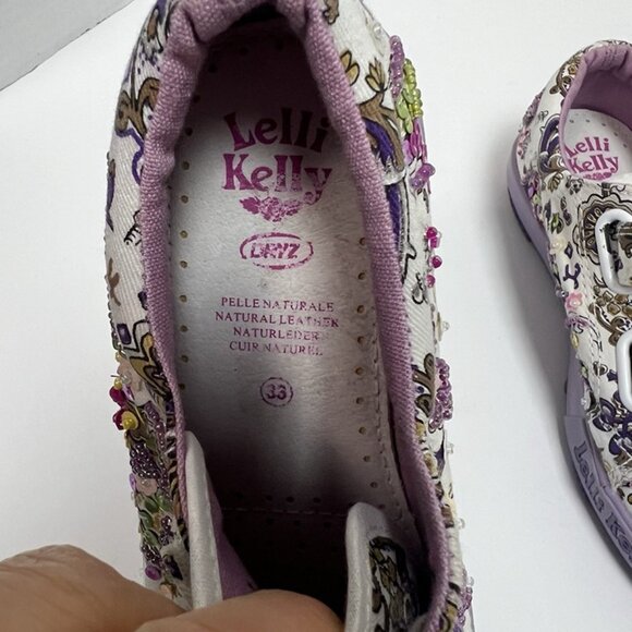 LELLI KELLY Girl's Beaded Multicolor Embelished Mary Jane Sneakers Size 33 US 2 - Picture 6 of 9